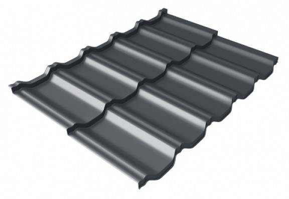 Металлочерепица модульная Квинта Uno Grand Line c 3D резом 0,5 Satin Мatt RAL 7024 мокрый асфальт купить в Супсехе