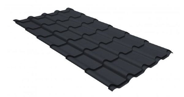 Металлочерепица камея GL 0,5 GreenCoat Pural RR 23 темно-серый (RAL 7024 мокрый асфальт) купить в Супсехе