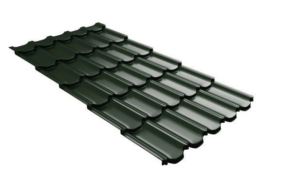 Металлочерепица квинта плюс с 3D резом 0,5 GreenСoat Pural Matt RR 11 темно-зеленый (RAL 6020 хромовая зелень) купить в Супсехе