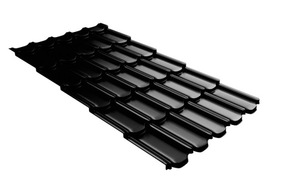 Металлочерепица квинта плюс с 3D резом 0,5 GreenСoat Pural Matt RR 33 черный (RAL 9005 черный) купить в Супсехе
