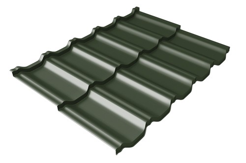 Металлочерепица модульная Квинта Uno Grand Line c 3D резом 0,5 GreenСoat Pural Matt RR 11 темно-зеленый (RAL 6020 хромовая зелень) купить в Супсехе