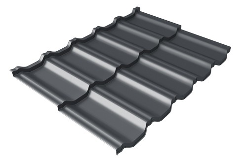 Металлочерепица модульная Квинта Uno Grand Line c 3D резом 0,45 PE RAL 7024 мокрый асфальт купить в Супсехе