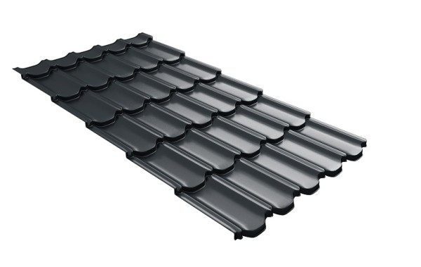 Металлочерепица квинта плюс с 3D резом 0,5 Satin RAL 7016 антрацитово-серый купить в Супсехе