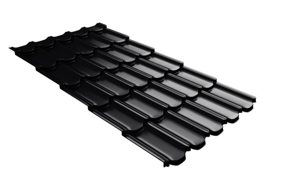 Металлочерепица квинта плюс с 3D резом 0,5 Satin Мatt RAL 9005 черный купить в Супсехе