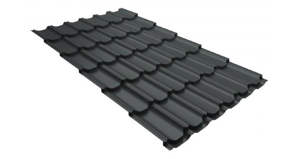 Металлочерепица квинта плюс 0,5 GreenCoat Pural RR 23 темно-серый (RAL 7024 мокрый асфальт) купить в Супсехе